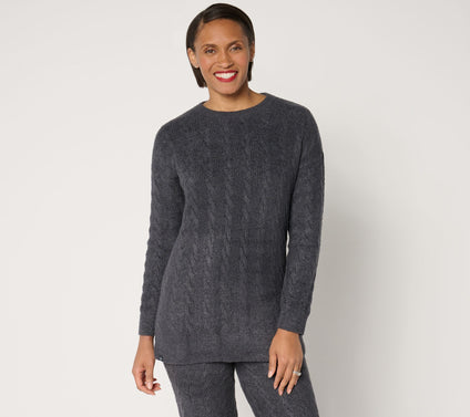 Barefoot Dreams CozyChic Lite Cable Slit Pullover