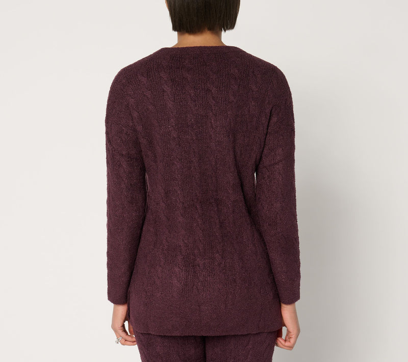 Barefoot Dreams CozyChic Lite Cable Slit Pullover — View 13