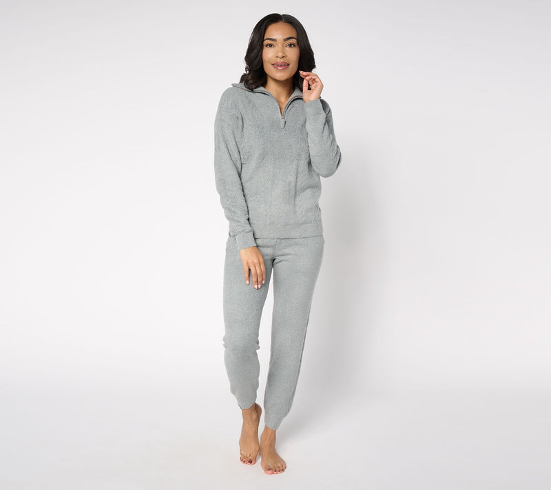 Barefoot Dreams CozyChic Lite Cable Half Zip Pullover — View 11