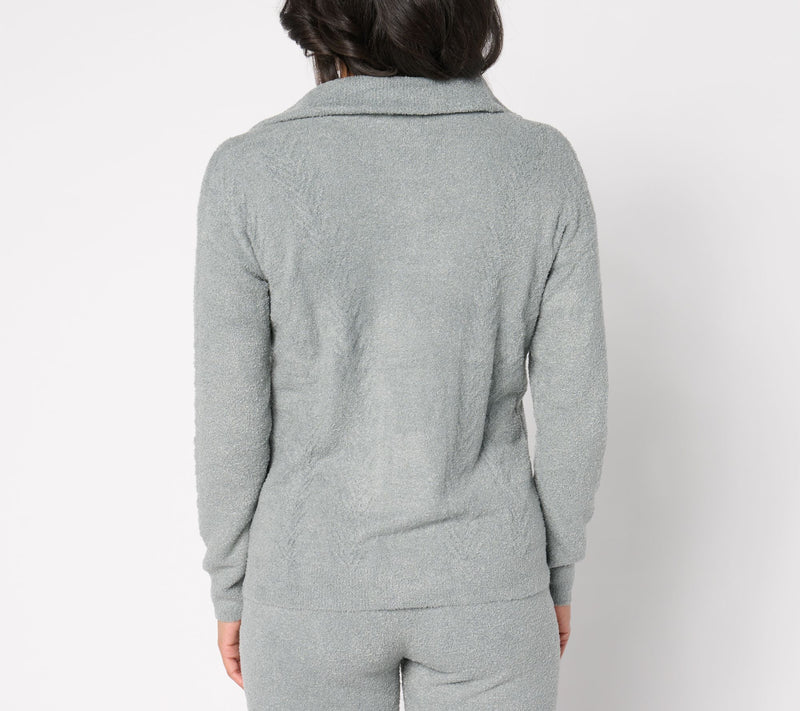 Barefoot Dreams CozyChic Lite Cable Half Zip Pullover — View 10
