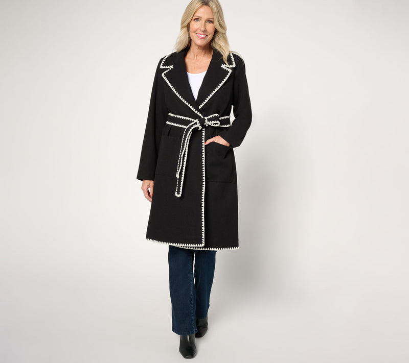 BEAUTIFUL by Lawrence Zarian Regular Belted Double Knit Lined Coat — View 3