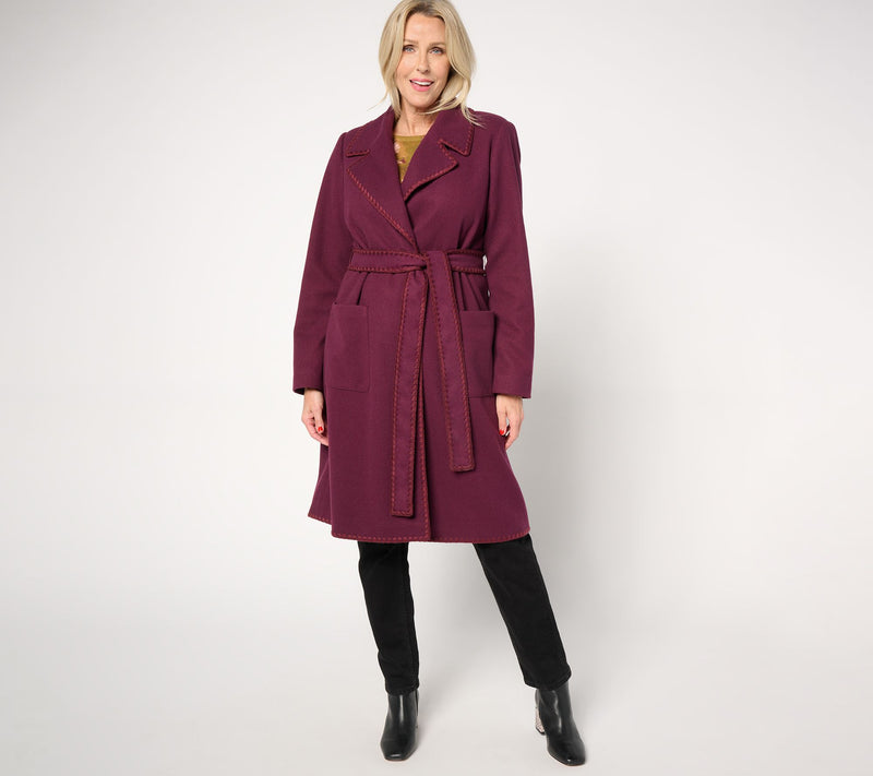 BEAUTIFUL by Lawrence Zarian Regular Belted Double Knit Lined Coat — View 6