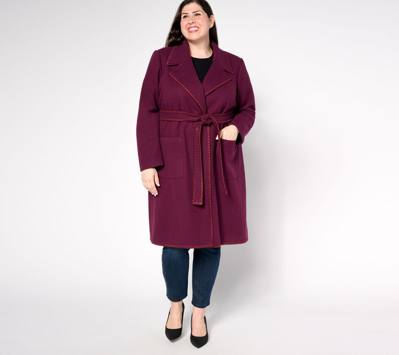 BEAUTIFUL by Lawrence Zarian Petite Belted Double Knit Lined Coat — View 12