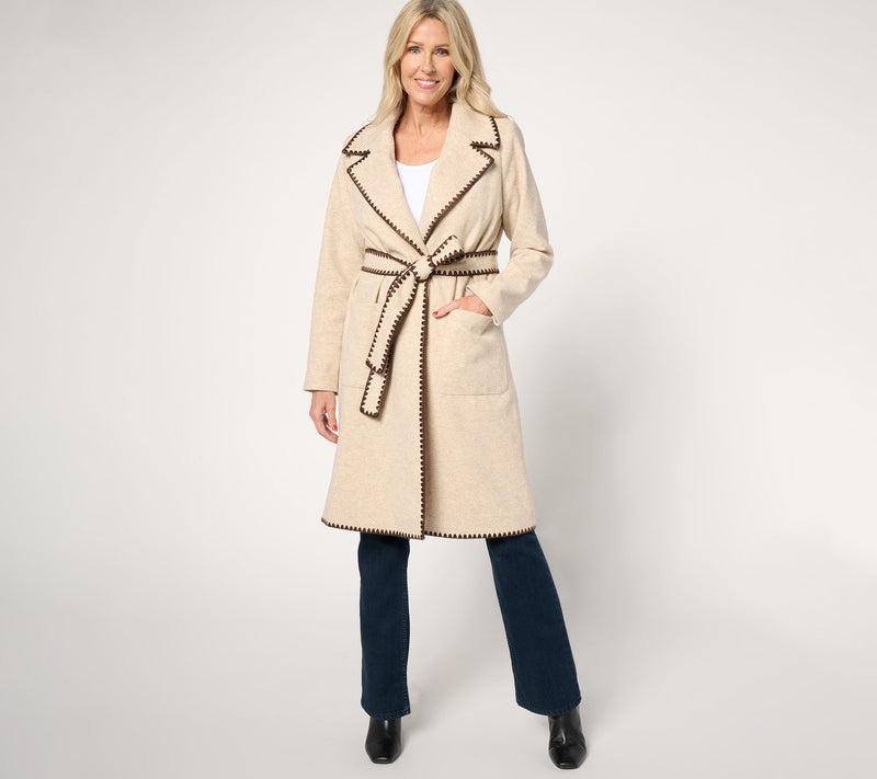 BEAUTIFUL by Lawrence Zarian Petite Belted Double Knit Lined Coat — View 3