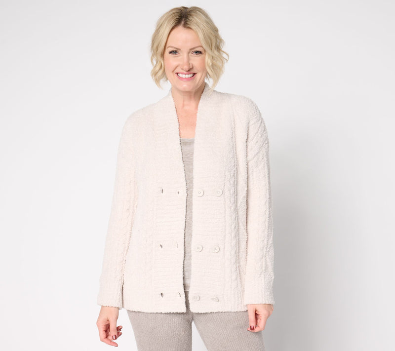 Barefoot Dreams CozyChic Cable Buttoned Cardigan — View 9