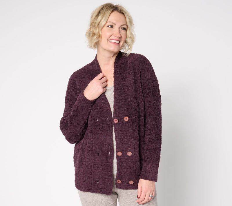 Barefoot Dreams CozyChic Cable Buttoned Cardigan — View 5