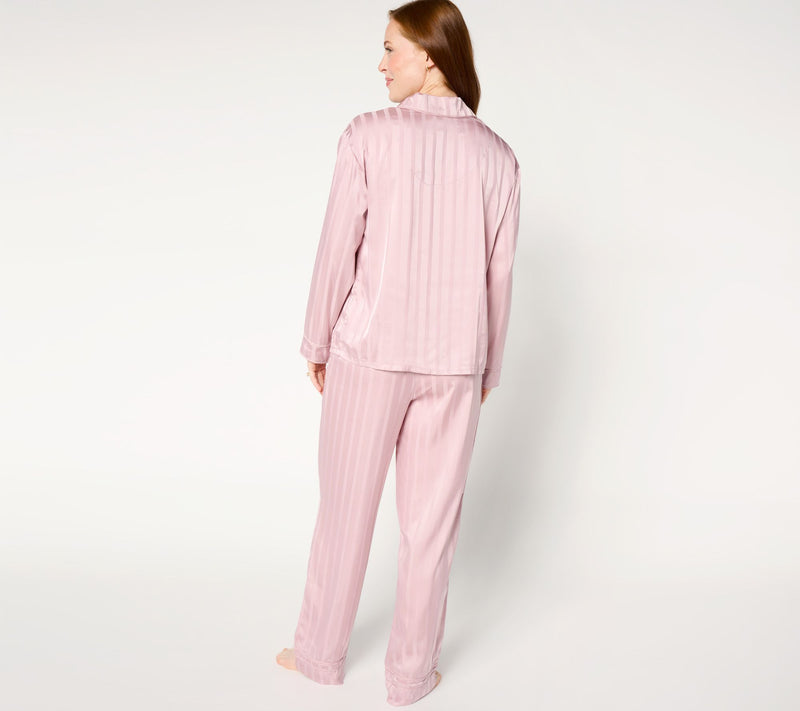 Anne Klein Satin Long-Sleeve Notch-Collar Pajama Set — View 10