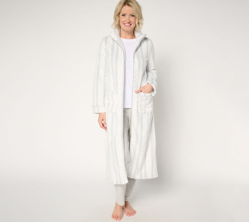 Anne Klein Cable Plush Zip Lounger — View 10