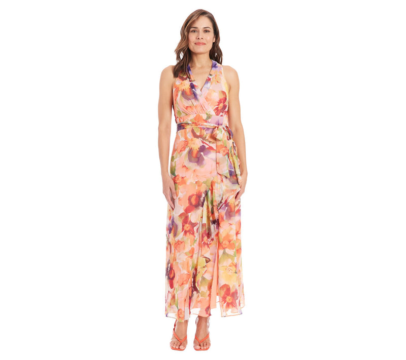 London Times Floral Halter Wrap Dress — View 9