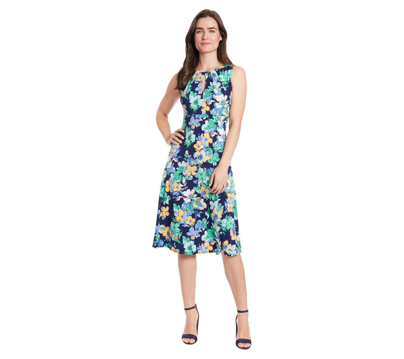 London Times Keyhole Neck Sleeveless Midi Dress — View 15