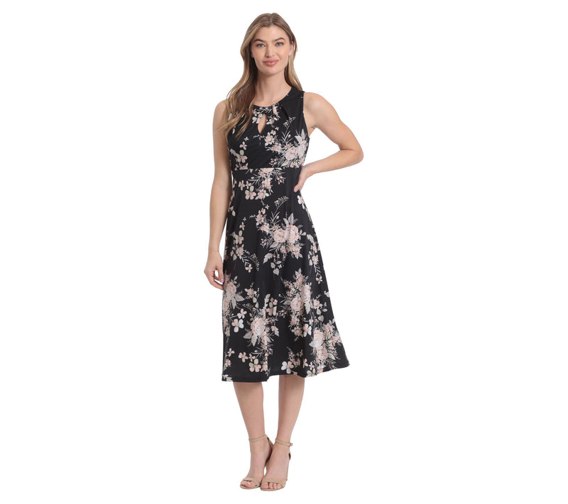 London Times Keyhole Neck Sleeveless Midi Dress — View 2