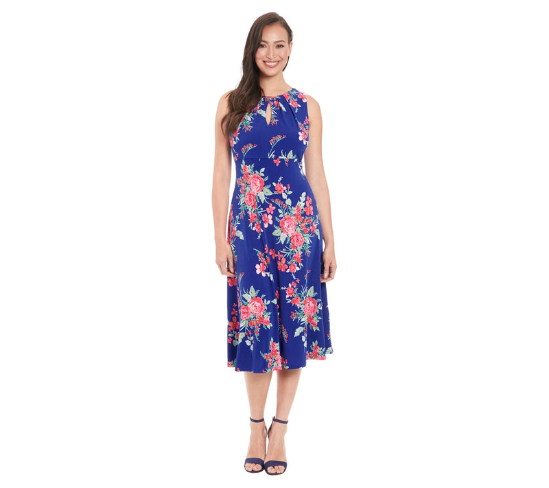 London Times Keyhole Neck Sleeveless Midi Dress — View 5