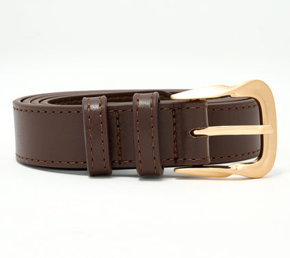 Complliments Leather Belt with Polished Metal Buckle