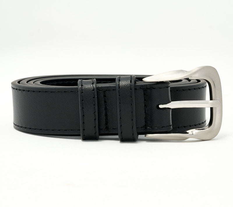 Complliments Leather Belt with Polished Metal Buckle — View 5