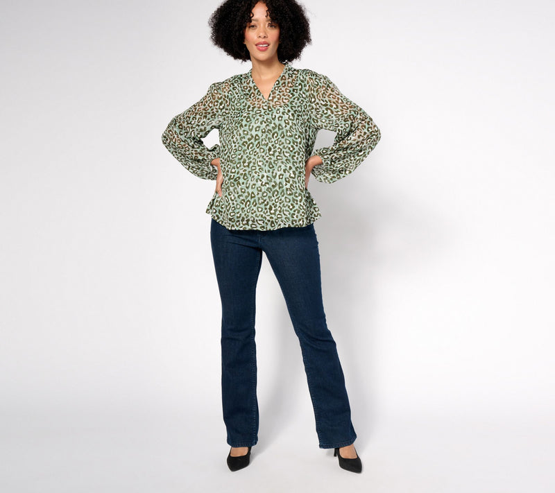 BEAUTIFUL by Lawrence Zarian Printed Textured Blouse with Knit Tank — View 11
