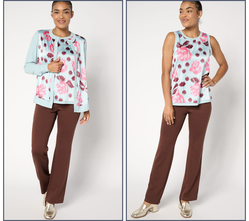 BEAUTIFUL by Lawrence Zarian Refined Knit Mixed Media Printed Twofer — View 4