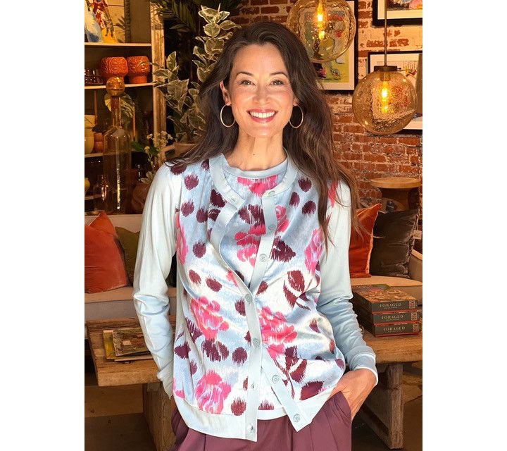 BEAUTIFUL by Lawrence Zarian Refined Knit Mixed Media Printed Twofer — View 7
