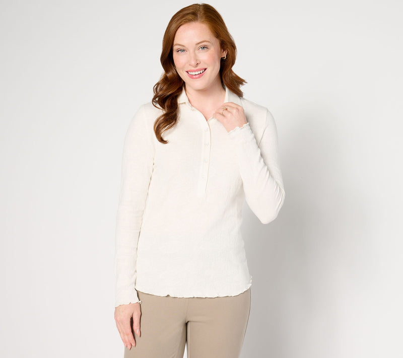 NIC+ZOE Lace Knit Collared Top — View 8