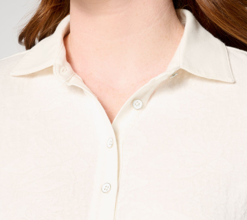 NIC+ZOE Lace Knit Collared Top — View 4