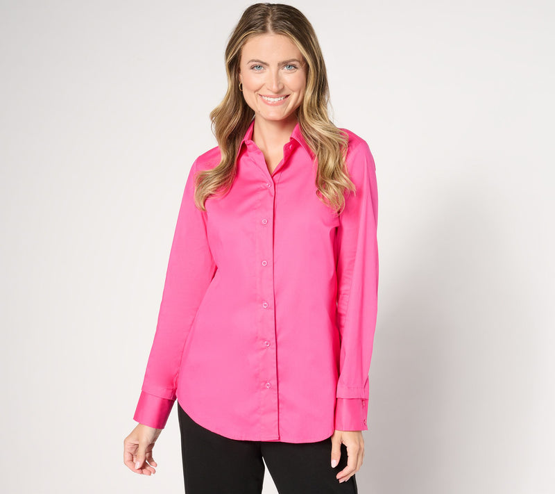 by Stacy London Core Poplin Button-Front Top — View 11