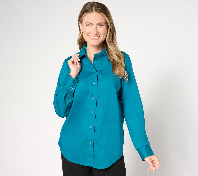 by Stacy London Core Poplin Button-Front Top — View 7