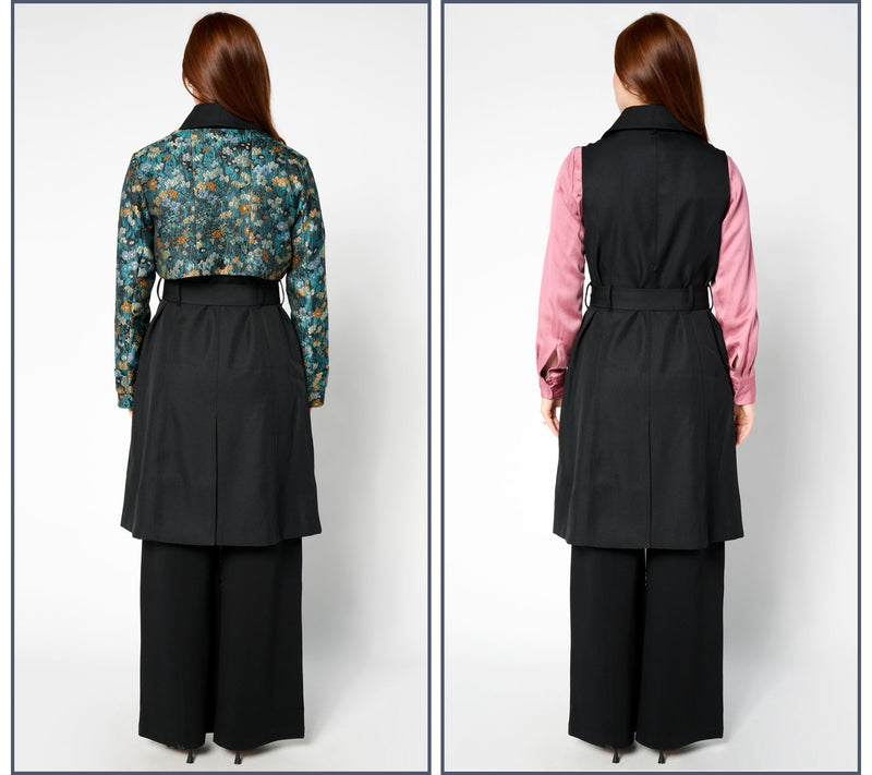 by Stacy London Petite Trench with Removable Jacket- Floral — View 4