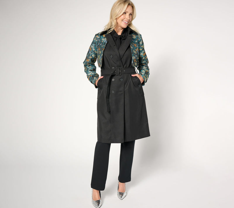 by Stacy London Petite Trench with Removable Jacket- Floral — View 2