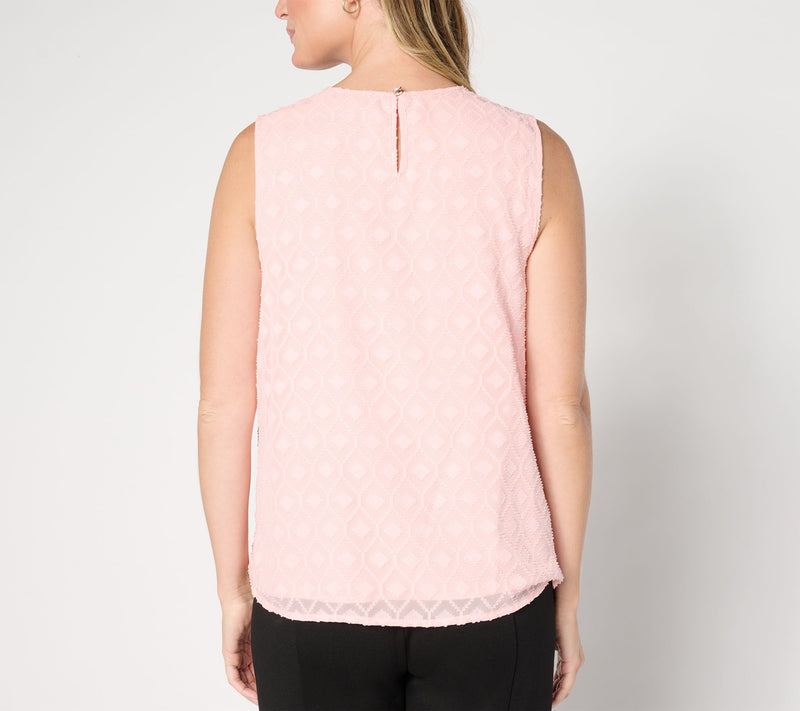 by Stacy London Jacquard Chiffon Top with Satin Bow — View 10