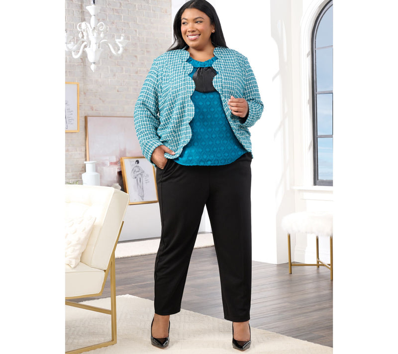 by Stacy London Jacquard Chiffon Top with Satin Bow — View 13