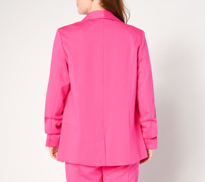 by Stacy London Ponte Blazer w/ Shawl Collar and Ruched Sleeve Detail — View 8