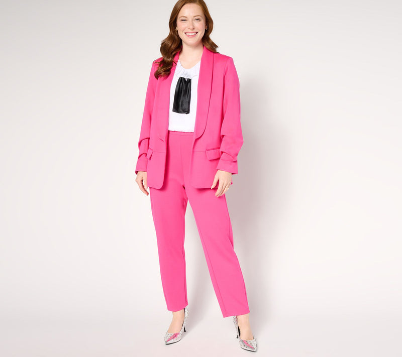 by Stacy London Ponte Blazer w/ Shawl Collar and Ruched Sleeve Detail — View 9