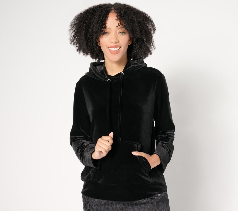 by Stacy London Plush Velvet Hoodie — View 5