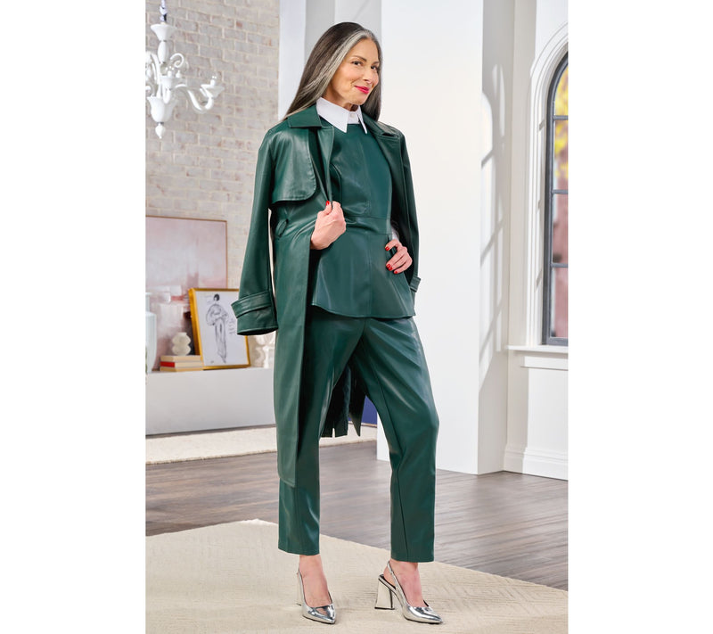 by Stacy London Regular Embossed Snake Faux-Leather Trench Coat — View 8