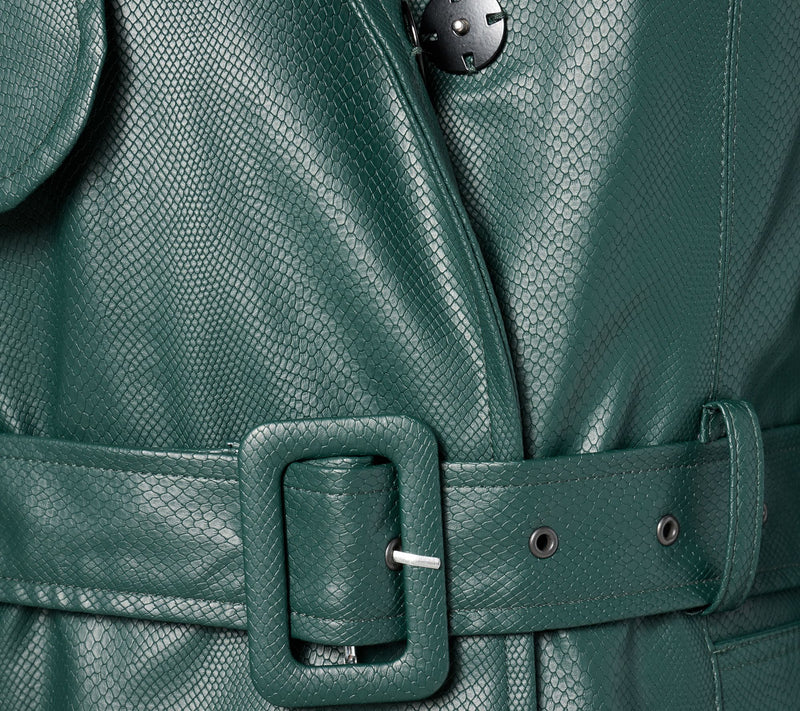 by Stacy London Regular Embossed Snake Faux-Leather Trench Coat — View 7