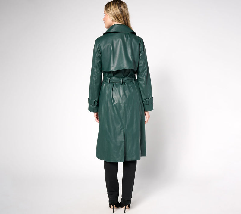 by Stacy London Regular Embossed Snake Faux-Leather Trench Coat — View 6