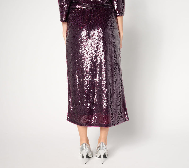 by Stacy London Regular Sequin Pull-On Midi Skirt — View 8