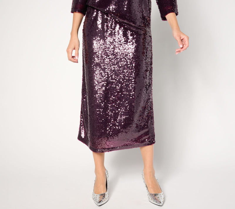 by Stacy London Petite Sequin Pull-On Midi Skirt — View 9