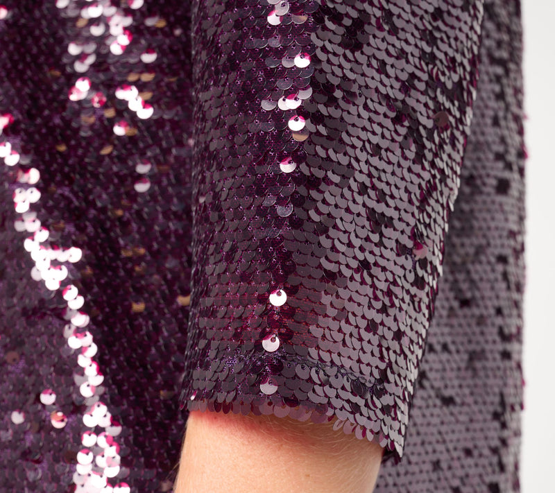 by Stacy London Long Sleeve Sequin Foundation Top — View 10