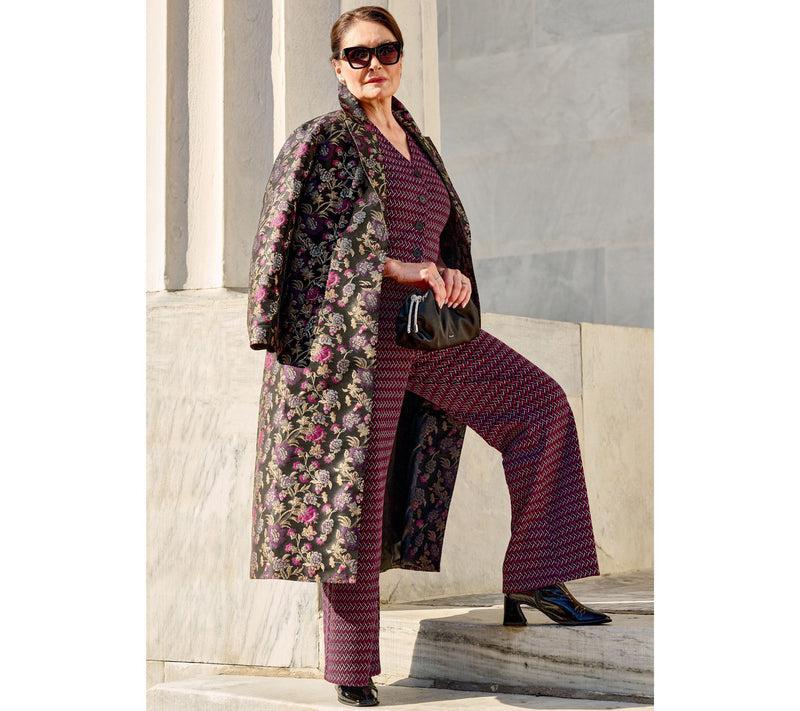 by Stacy London Regular Floral Brocade Topcoat — View 8