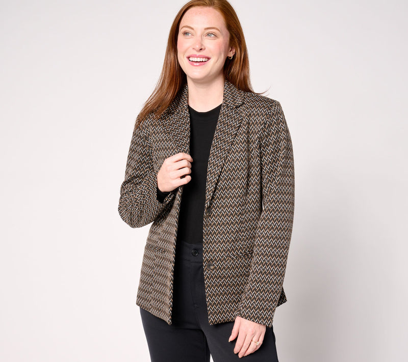 by Stacy London Patterned Knit Jacquard Blazer — View 5