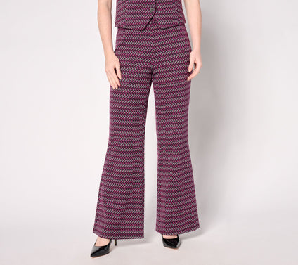 by Stacy London Regular Patterned Knit Jacquard Flare Pant