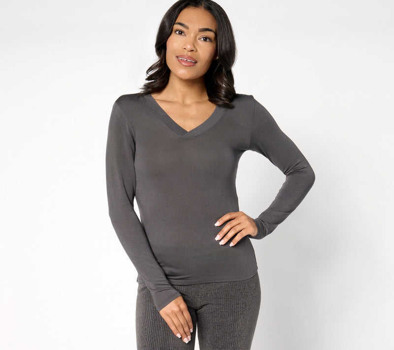 Barefoot Dreams Modal Double V-Neck Tee — View 9