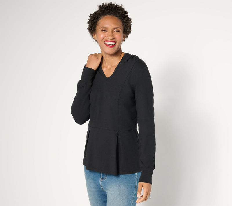 Belle by Kim Gravel TripleLuxe Knit Fit & Flare Hooded Top — View 11