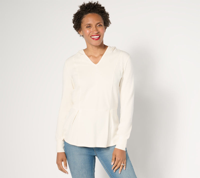 Belle by Kim Gravel TripleLuxe Knit Fit & Flare Hooded Top — View 12