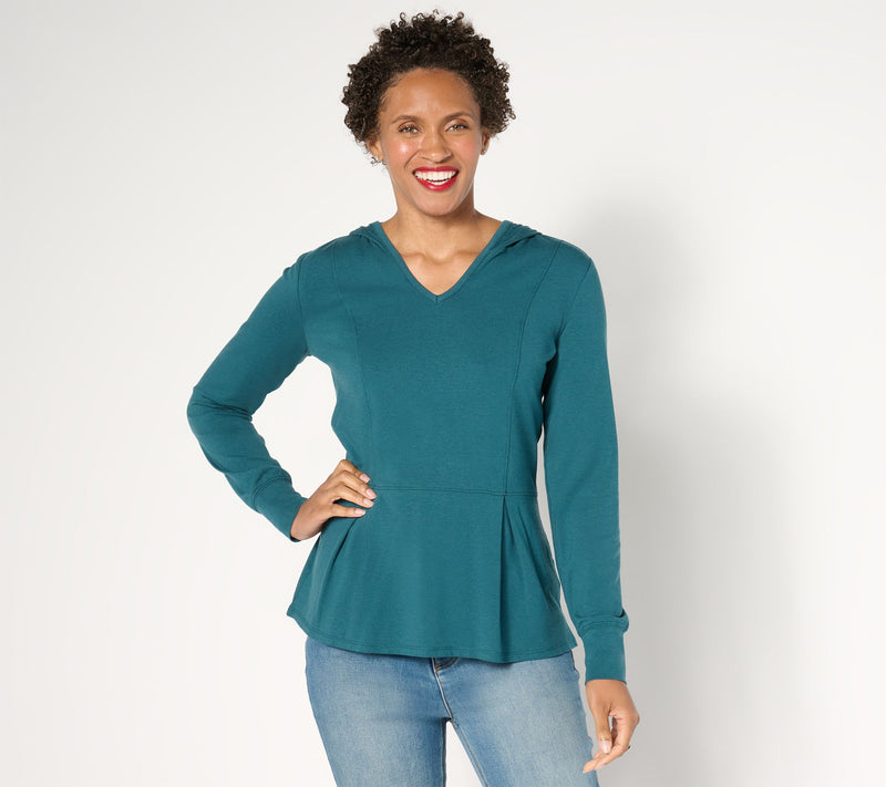 Belle by Kim Gravel TripleLuxe Knit Fit & Flare Hooded Top — View 13