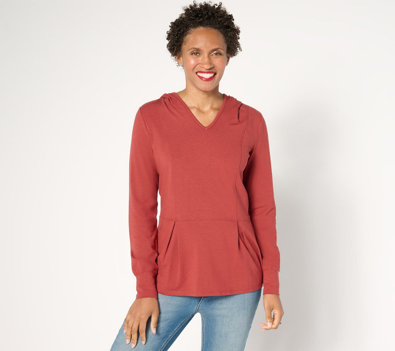 Belle by Kim Gravel TripleLuxe Knit Fit & Flare Hooded Top — View 14