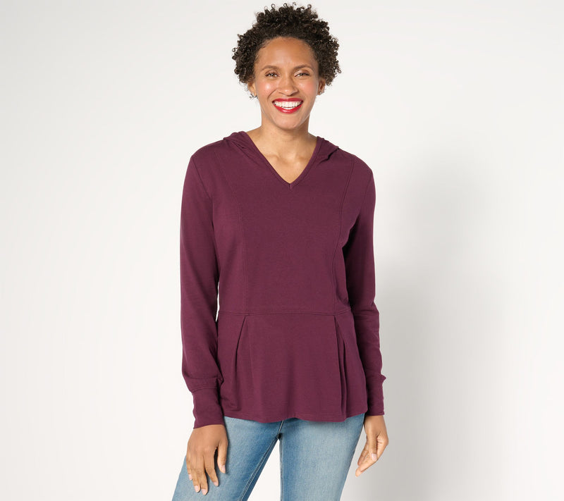 Belle by Kim Gravel TripleLuxe Knit Fit & Flare Hooded Top — View 16
