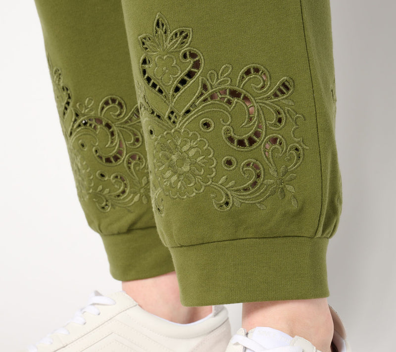 LOGO Life by Lori Goldstein Petite French Terry Joggers w/ Eyelet — View 5