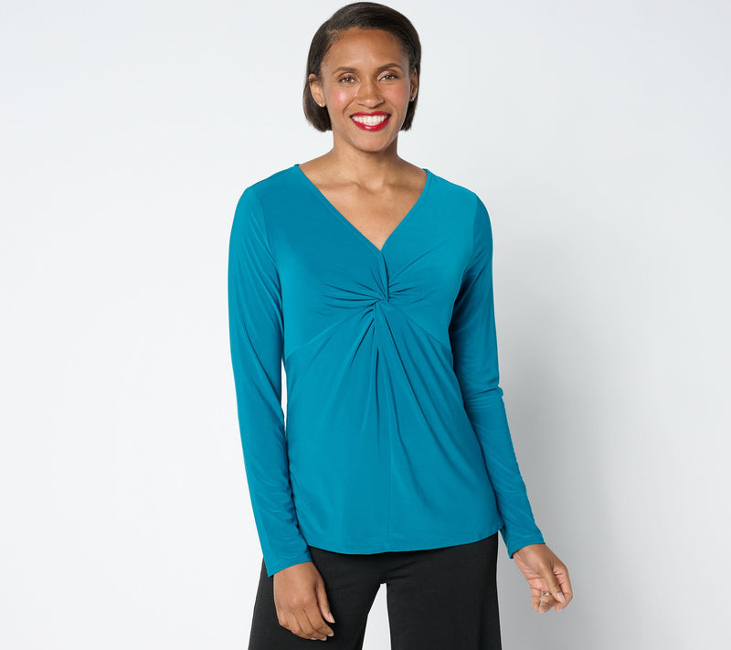 Women with Control Como Jersey Knot Front Top — Main view
