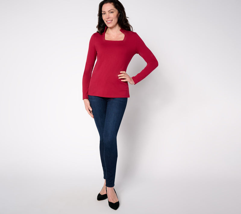 Women with Control Luxe Ponte Square Neck Top — View 9